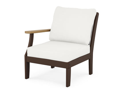 POLYWOOD® Braxton Modular Left Arm Chair in Mahogany / Natural / Natural Linen