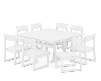 POLYWOOD® EDGE 9-Piece Farmhouse Trestle Dining Set in White