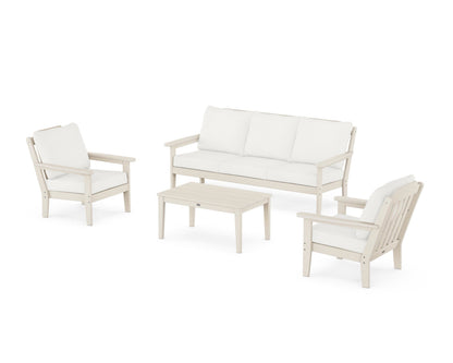 Country Living Cottage 4-Piece Deep Seating Set with Sofa in Sand / Natural Linen