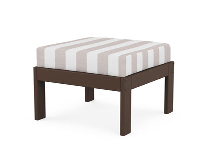 POLYWOOD® Vineyard Modular Ottoman in Mahogany / Cabana Stripe Dune Burlap
