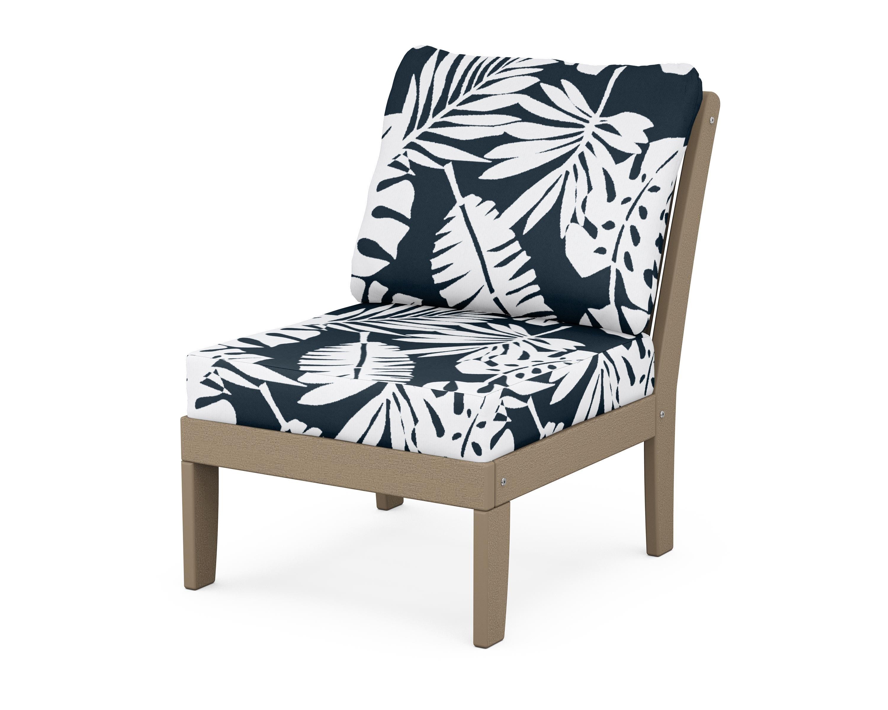 POLYWOOD® Braxton Modular Armless Chair in Vintage Sahara / Leaf Marine Indigo