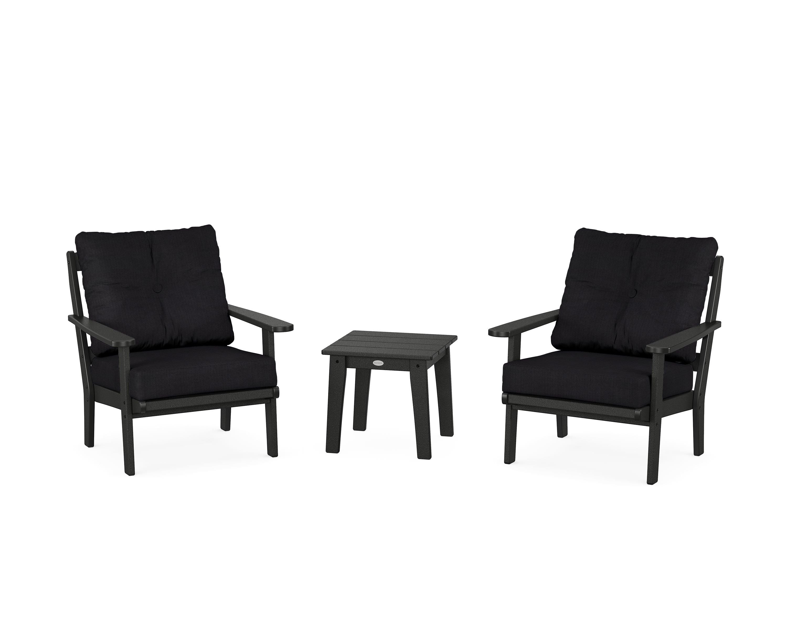 POLYWOOD® Mission 3-Piece Deep Seating Set in Black / Midnight Linen