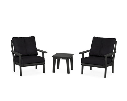 POLYWOOD® Mission 3-Piece Deep Seating Set in Black / Midnight Linen