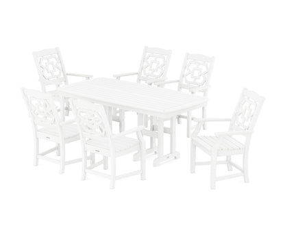 Martha Stewart by POLYWOOD® Chinoiserie Arm Chair 7-Piece Dining Set in White