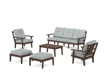 POLYWOOD® Prairie 6-Piece Lounge Sofa Set in Mahogany / Spa