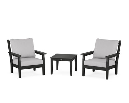 POLYWOOD® Chippendale 3-Piece Deep Seating Set in Black / Granite