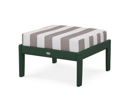 POLYWOOD® Braxton Deep Seating Ottoman in Green / Cabana Stripe Grey Mist