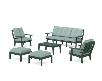 POLYWOOD® Mission 6-Piece Lounge Sofa Set in Green / Glacier Spa