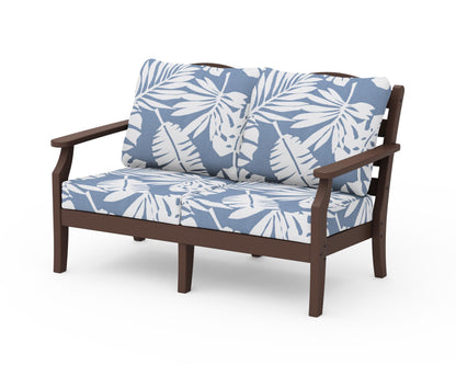 Draper James™ by  POLYWOOD® Savannah Deep Seating Loveseat in Mahogany / Leaf Sky Blue