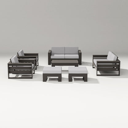 PW Designer Series Latitude 7-Piece Lounge Loveseat Set in Vintage Coffee / Granite