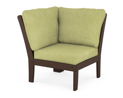 POLYWOOD® Braxton Modular Corner Chair in Mahogany / Chartreuse Boucle