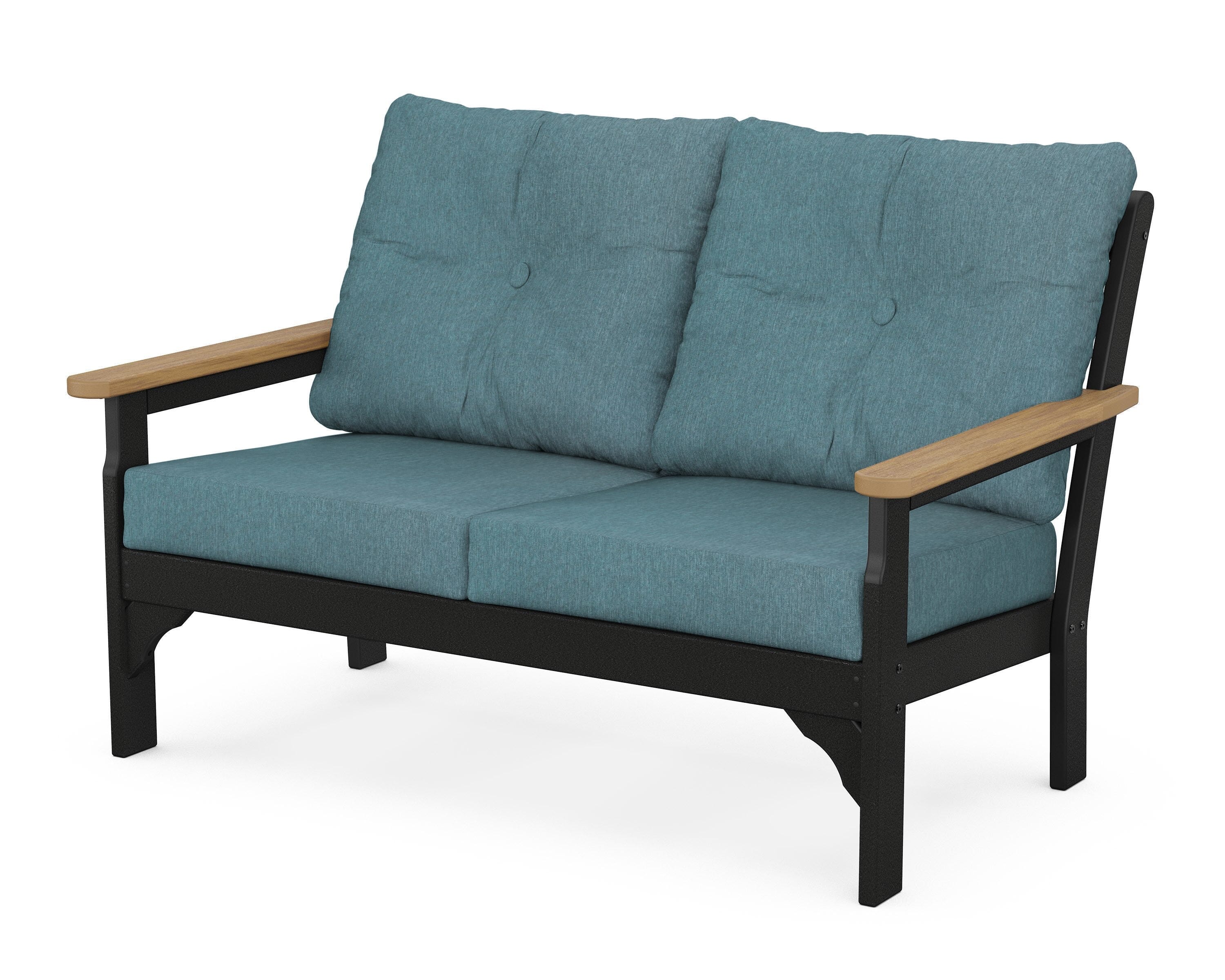 POLYWOOD® Vineyard Deep Seating Loveseat in Black / Natural / Ocean Teal