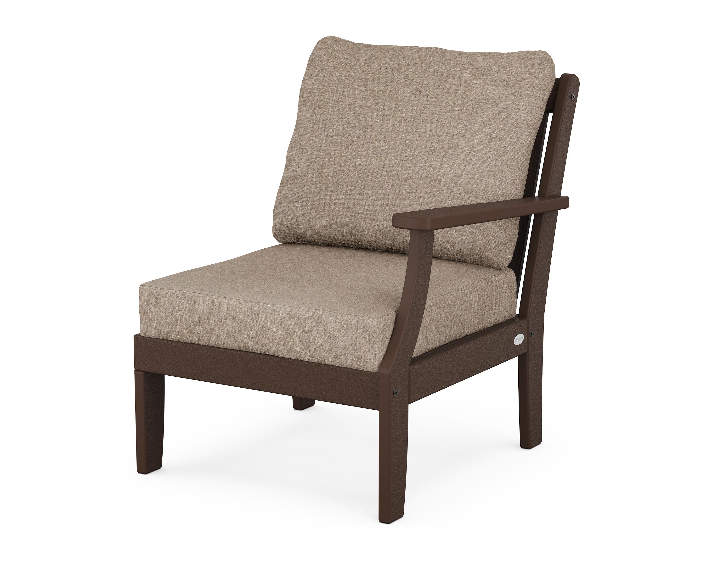 POLYWOOD® Braxton Modular Right Arm Chair in Mahogany / Spiced Burlap