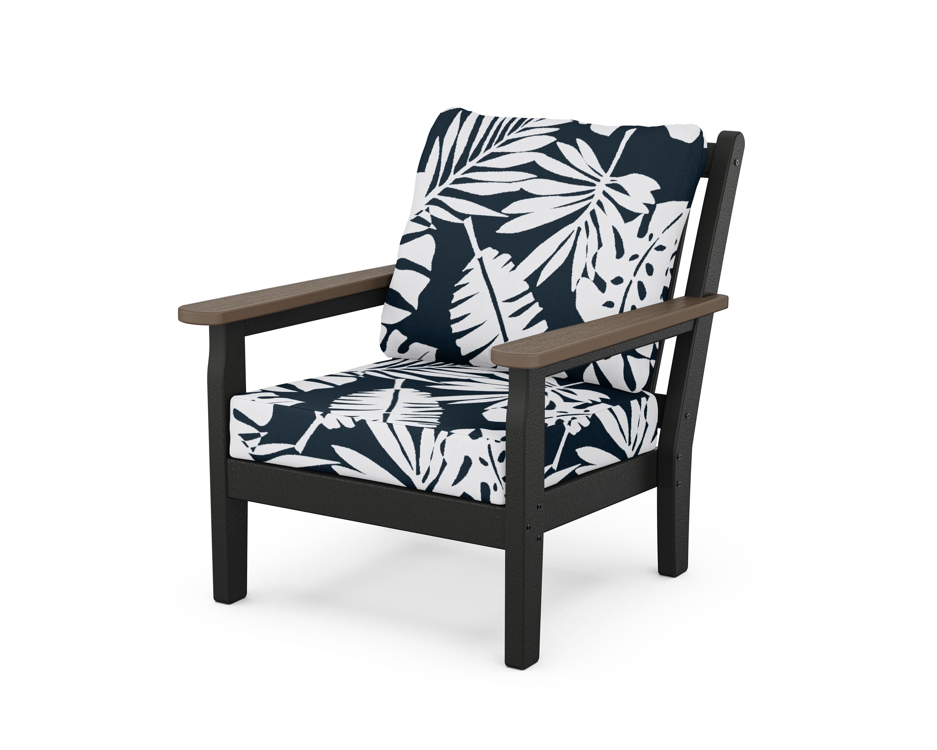 POLYWOOD® Chippendale Deep Seating Chair in Black / Kona / Leaf Marine Indigo