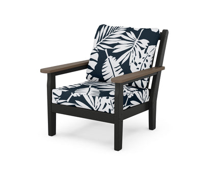 POLYWOOD® Chippendale Deep Seating Chair in Black / Kona / Leaf Marine Indigo