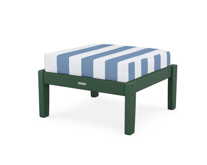 Martha Stewart by POLYWOOD® Chinoiserie Deep Seating Ottoman in Green / Cabana Stripe Sky Blue