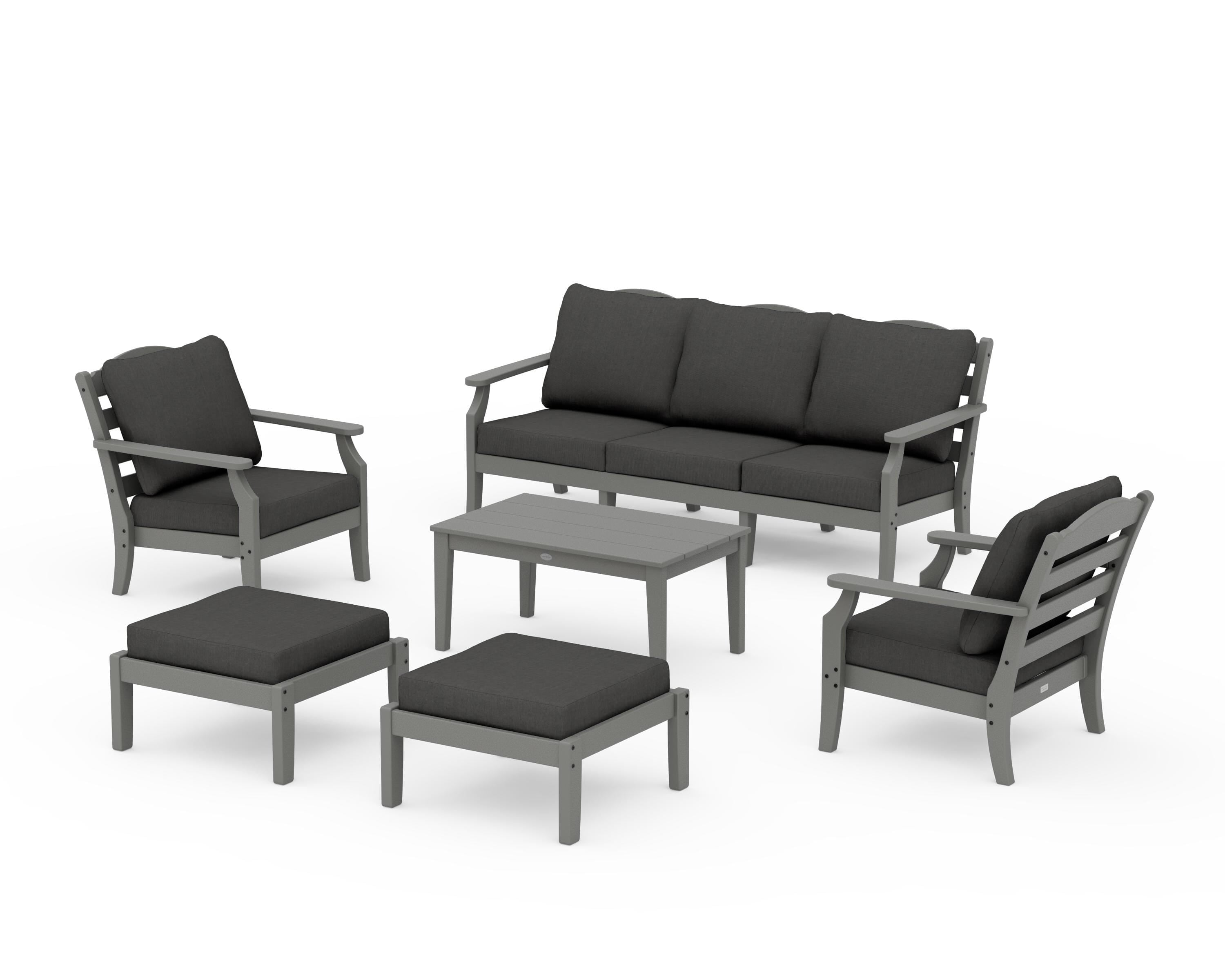 Draper James™ by  POLYWOOD® Savannah 6-Piece Lounge Sofa Set in Slate Grey / Spectrum Carbon