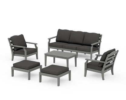 Draper James™ by  POLYWOOD® Savannah 6-Piece Lounge Sofa Set in Slate Grey / Spectrum Carbon