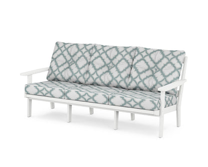 POLYWOOD® Prairie Deep Seating Sofa in White / Trellis Glacier Spa