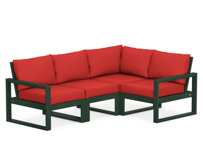 POLYWOOD® EDGE 4-Piece Modular Deep Seating Set in Green / Crimson Linen