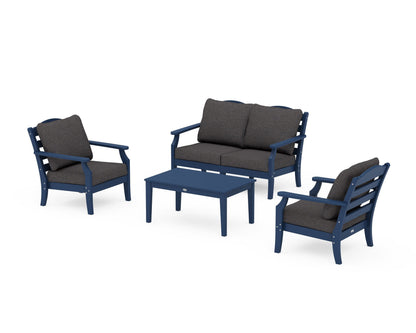 Draper James™ by  POLYWOOD® Savannah 4-Piece Deep Seating Set with Loveseat in Navy / Ash Charcoal