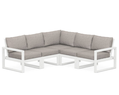 POLYWOOD® EDGE 5-Piece Modular Deep Seating Set in White / Weathered Tweed