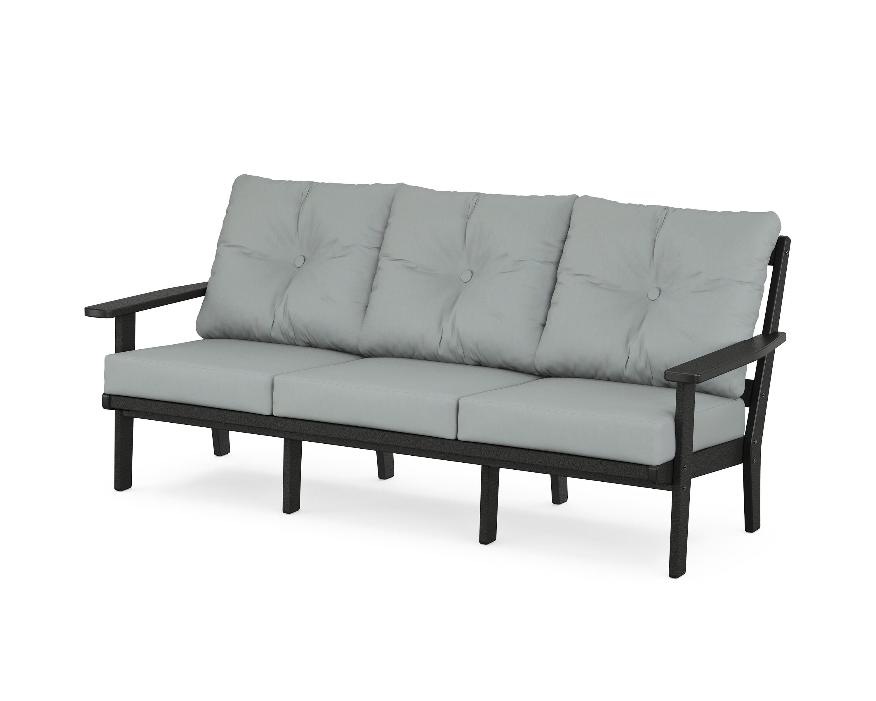 POLYWOOD® Oxford Deep Seating Sofa in Black / Spa
