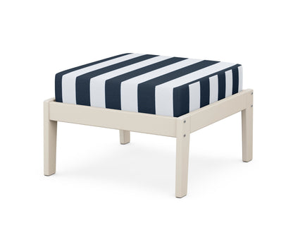 Unbranded Deep Seating Ottoman in Sand / Cabana Stripe Marine Indigo