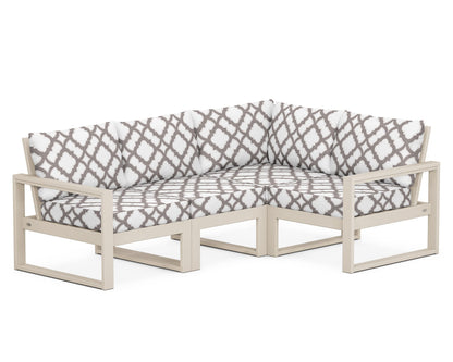 POLYWOOD® EDGE 4-Piece Modular Deep Seating Set in Sand / Trellis Grey Mist