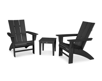 POLYWOOD® Modern 3-Piece Curveback  Adirondack Set in Black