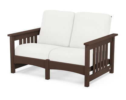 POLYWOOD® Club Mission Loveseat in Mahogany / Natural Linen