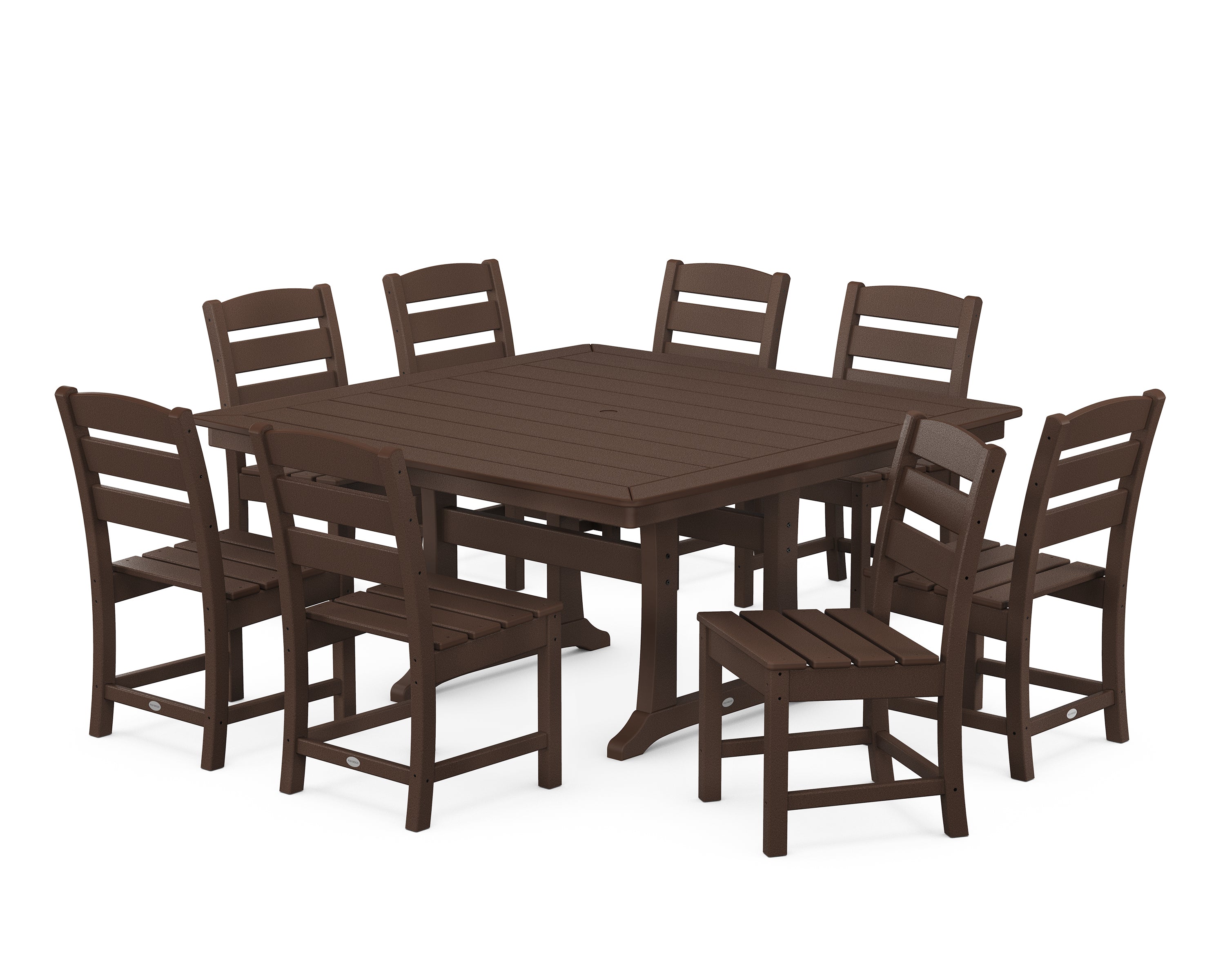 POLYWOOD® Lakeside 9-Piece Nautical Trestle Dining Set in Mahogany