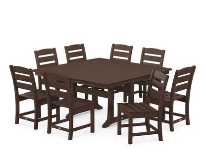 POLYWOOD® Lakeside 9-Piece Nautical Trestle Dining Set in Mahogany