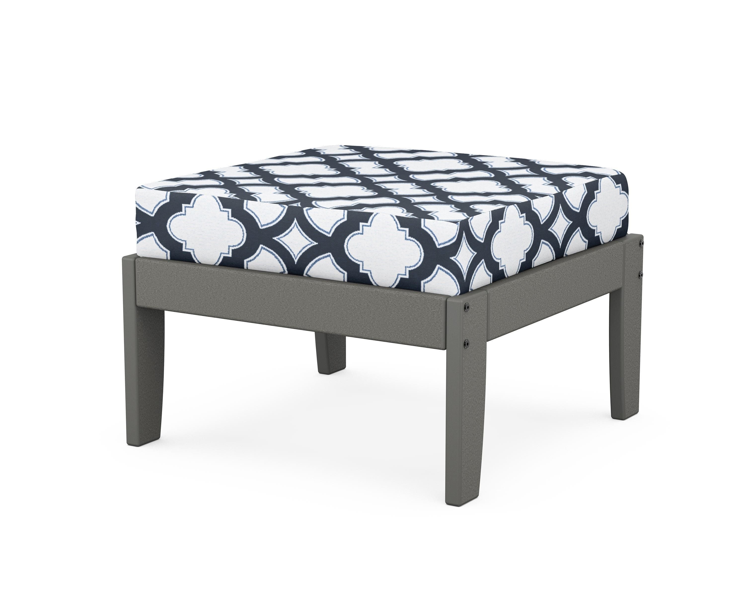 Unbranded Modular Ottoman - Classic in Slate Grey / Trellis Marine Indigo