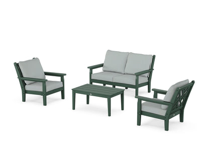 POLYWOOD® Chippendale 4-Piece Deep Seating Set with Loveseat in Green / Spa