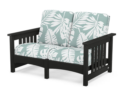 POLYWOOD® Club Mission Loveseat in Black / Leaf Glacier Spa