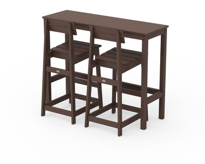POLYWOOD® Modern Studio Plaza Bar Chair 3-Piece Balcony Set in Mahogany