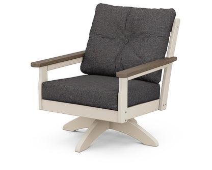 POLYWOOD® Vineyard Deep Seating Swivel Chair in Sand / Kona / Ash Charcoal