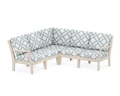 POLYWOOD® Braxton Modular 5-Piece Deep Seating Set in Sand / Trellis Glacier Spa