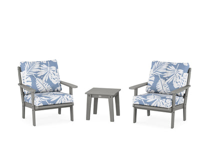 POLYWOOD® Mission 3-Piece Deep Seating Set in Slate Grey / Leaf Sky Blue