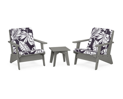 POLYWOOD® Riviera Modern Lounge 3-Piece Set in Slate Grey / Leaf Navy