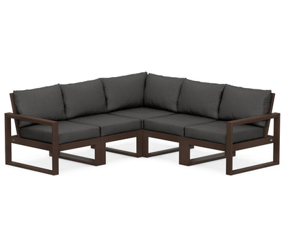 POLYWOOD® EDGE 5-Piece Modular Deep Seating Set in Mahogany / Spectrum Carbon