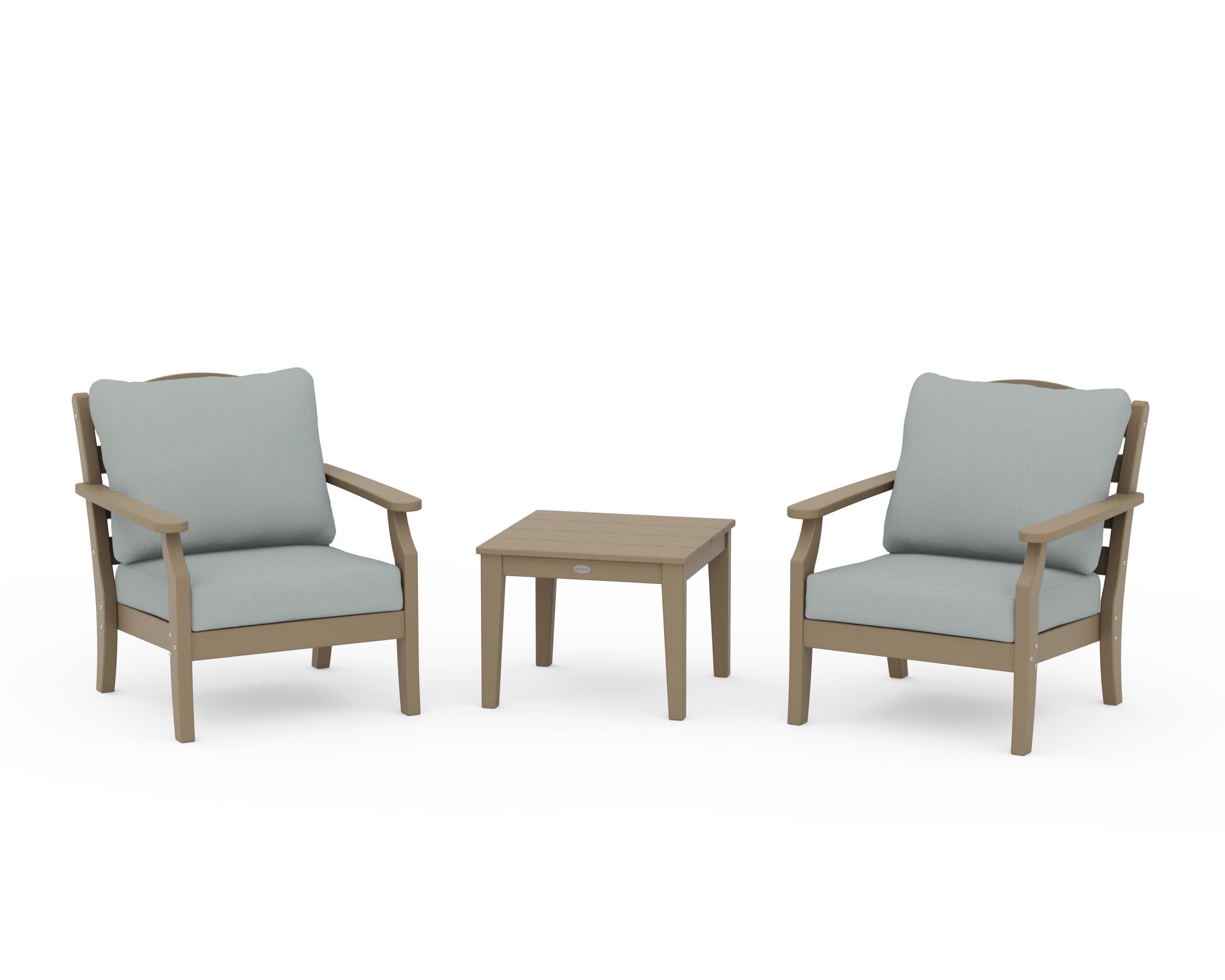 Draper James™ by  POLYWOOD® Savannah 3-Piece Deep Seating Set in Vintage Sahara / Spa