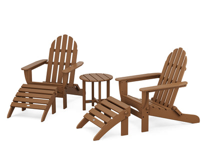 POLYWOOD® Classic Adirondack 5-Piece Casual Set in Teak