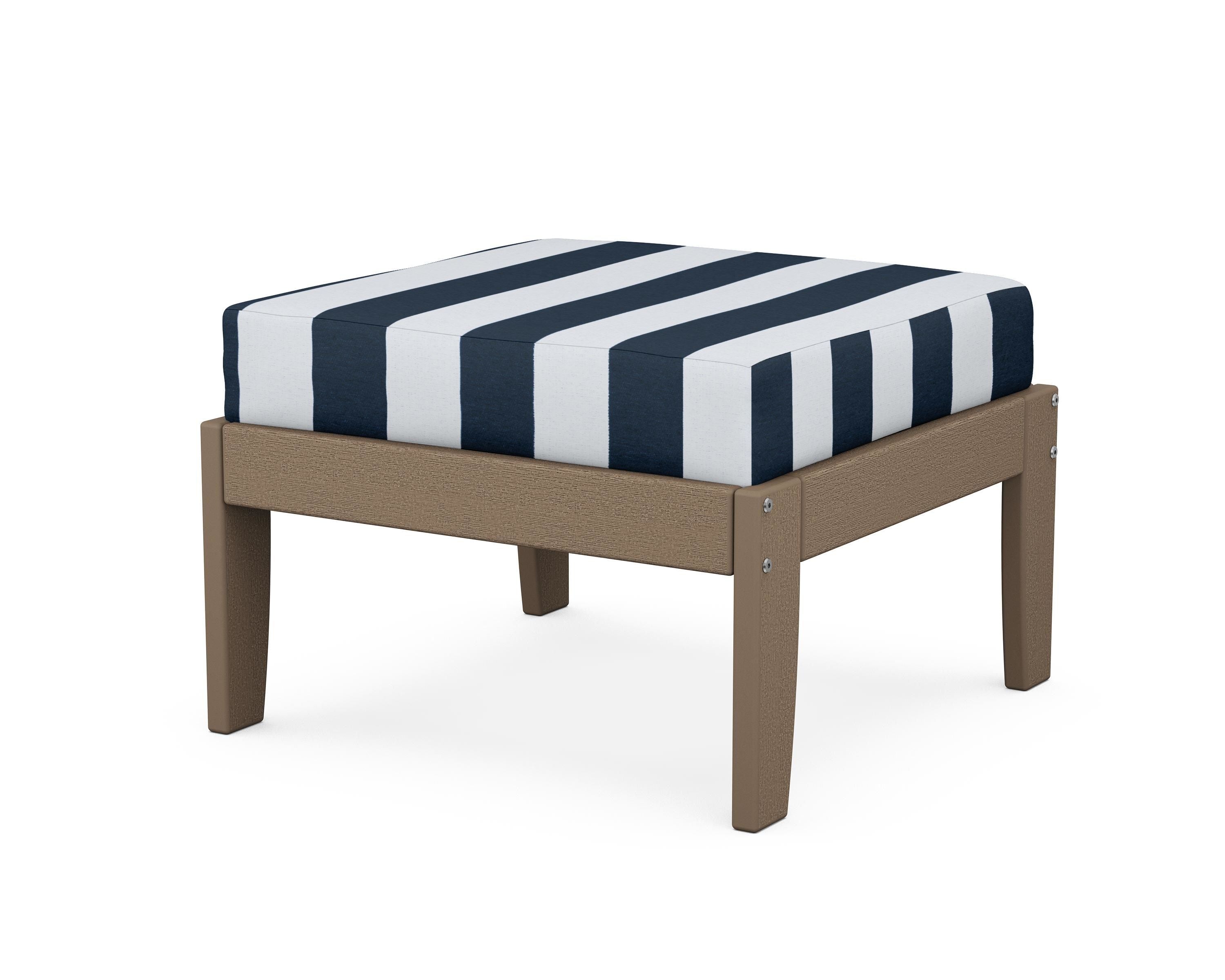 Unbranded Modular Ottoman - Classic in Vintage Sahara / Cabana Stripe Marine Indigo