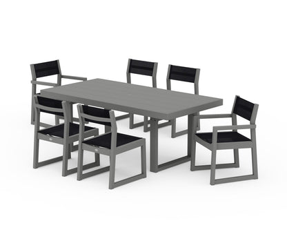 POLYWOOD® EDGE Sling 7-Piece Dining Set in Slate Grey / Black Sling