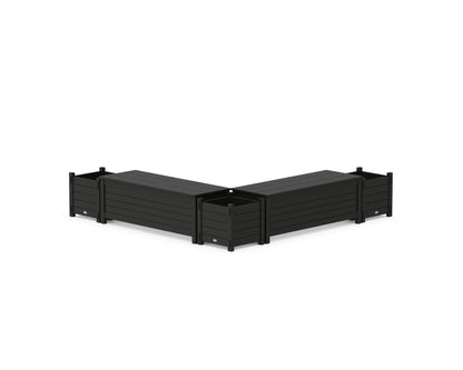 POLYWOOD® 48" Nautical L- Shaped Planter Storage Bench Corner Set in Black