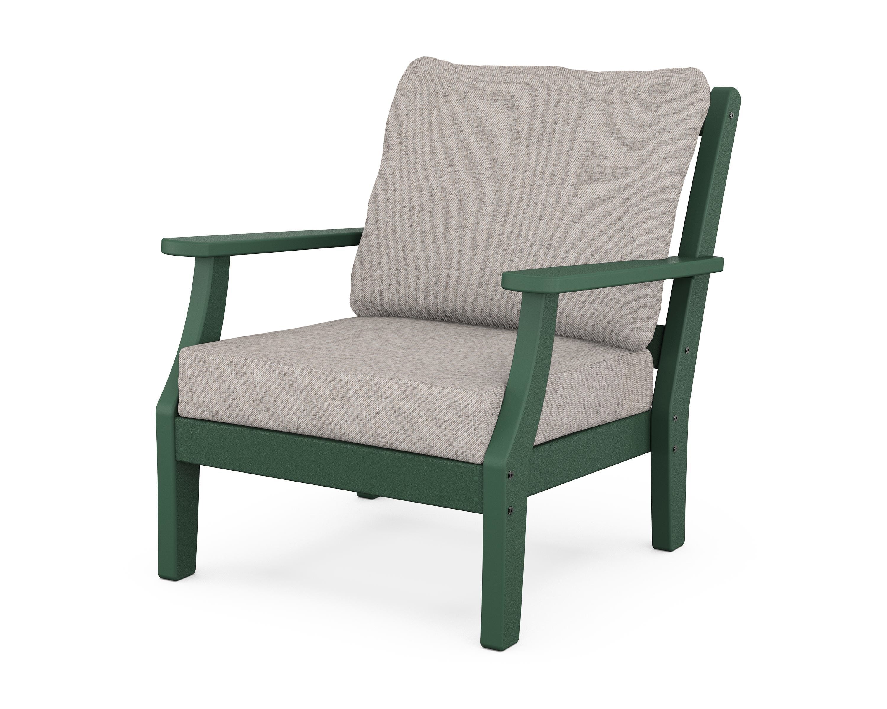 Martha Stewart by POLYWOOD® Chinoiserie Deep Seating Chair in Green / Weathered Tweed