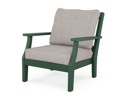 Martha Stewart by POLYWOOD® Chinoiserie Deep Seating Chair in Green / Weathered Tweed