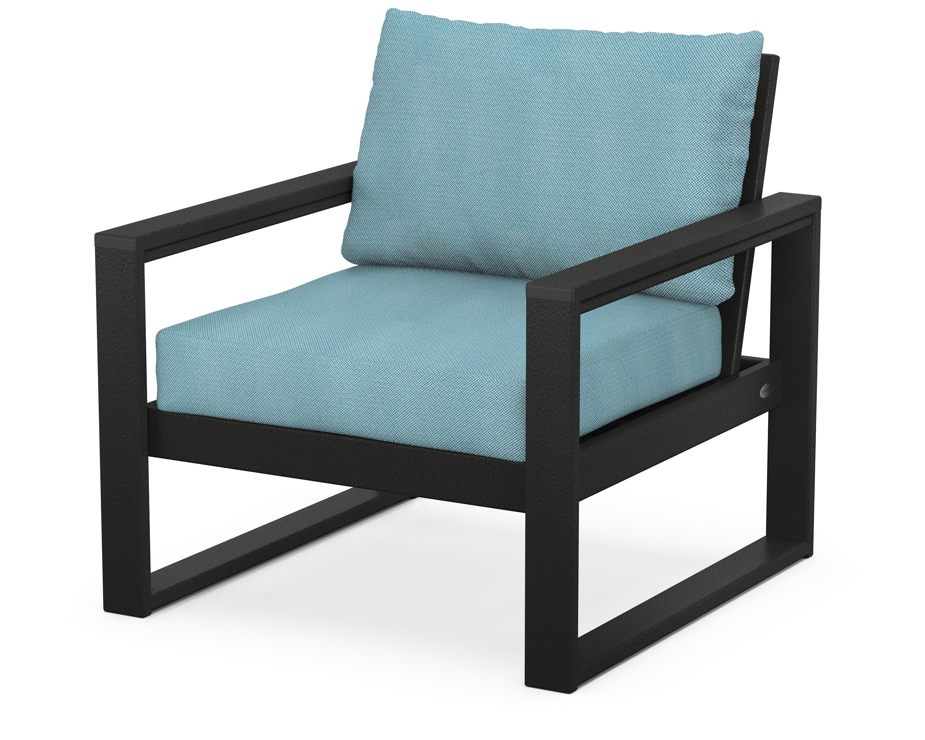POLYWOOD® EDGE Club Chair in Black / Lattice Sky Blue